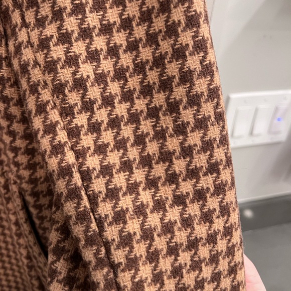Abercrombie Wool Vintage The Dad Coat in Brown Houndstooth Size Small - Picture 2 of 5